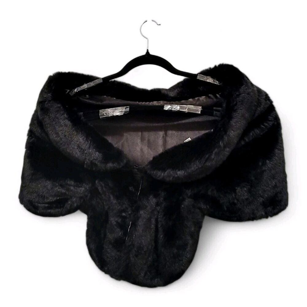 Vintage Woolworth's Stole Faux Mink Realistic Black Fancy Holiday Wedding Sz M-L